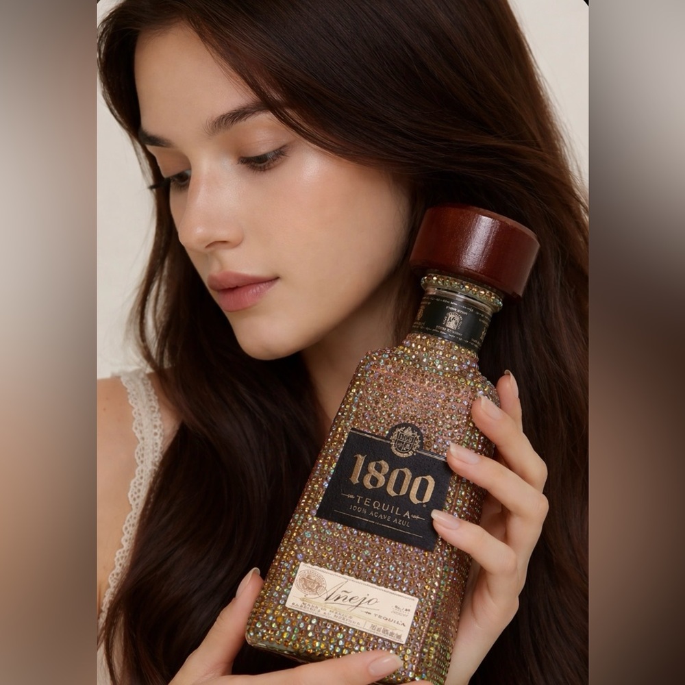 Bling 1800 Tequila Añejo Bottle with Rhinestones